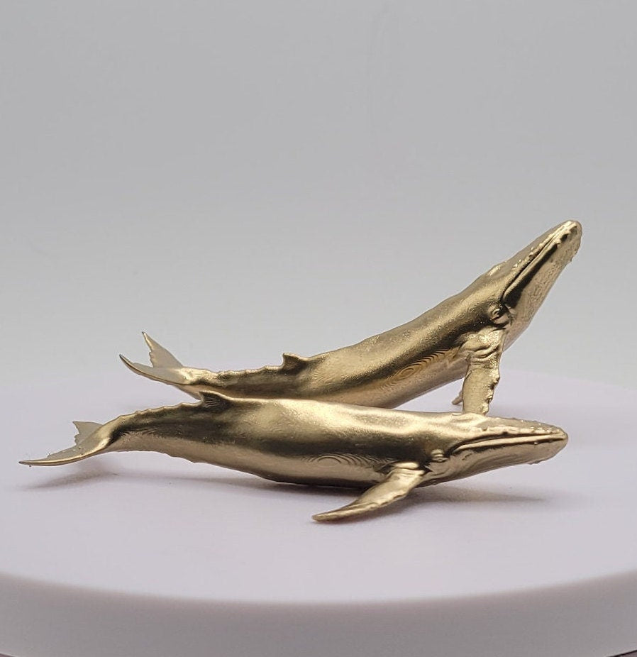 Humpback Whale Gold 3D Printed Whales Miniature Figurine Decor Unique Gift Mini Ocean Animal Decorative Hump Back