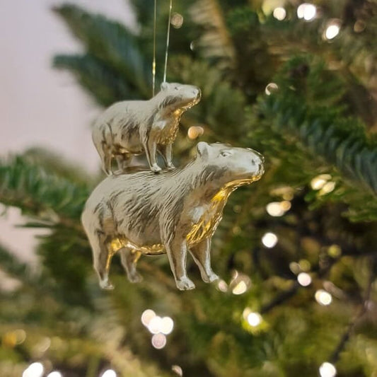 Gold Capybara Christmas Ornament
